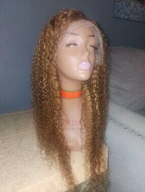 Honey Brown Curly Lace Front Wig - Unbranded Human Hair 32"